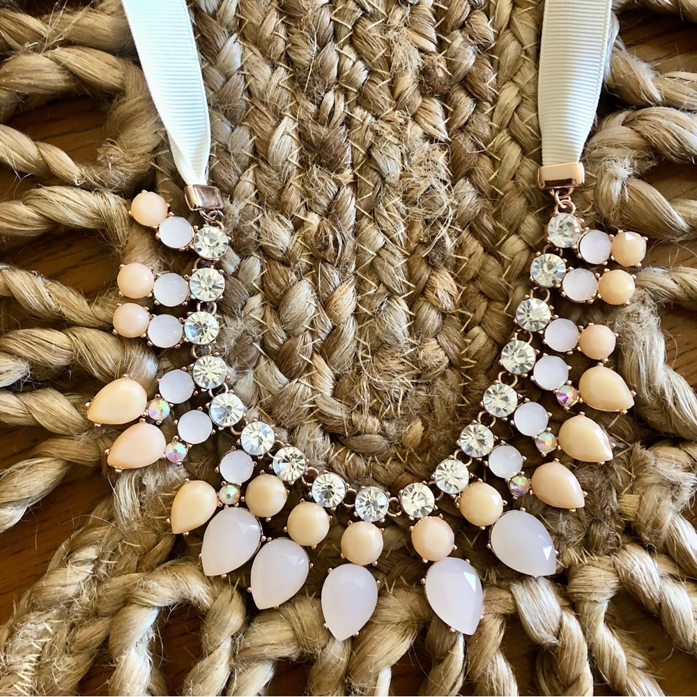 Dune & Willow Crystal & Blush Gem Bib Necklace NEW